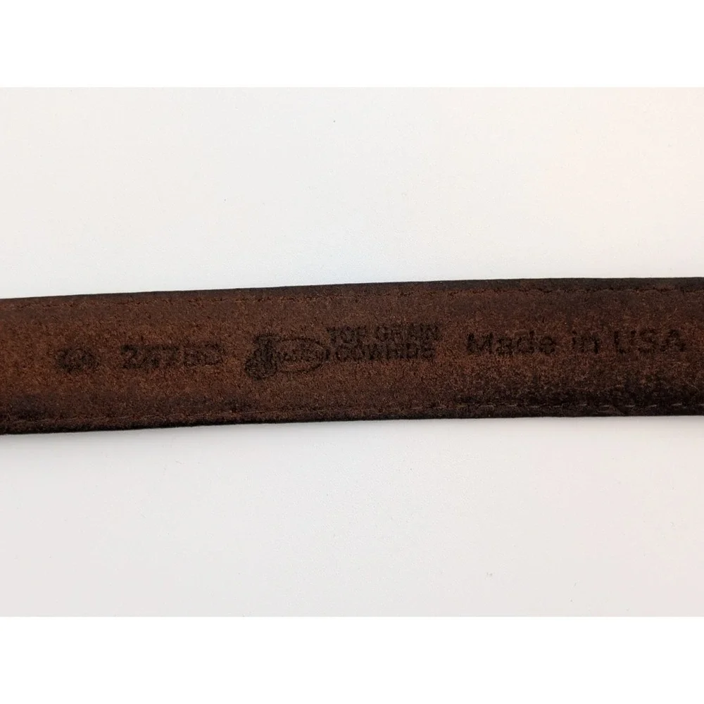 Vintage Justin USA Made Distressed Leather Belt Brown Western Ranch 53 Inches